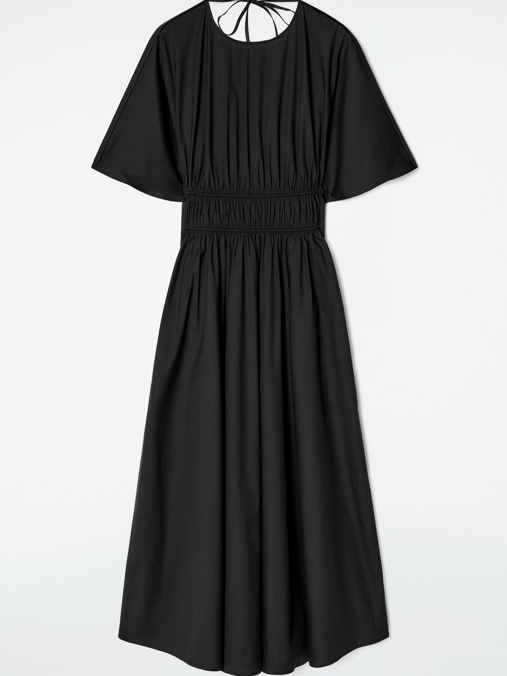 COS Black Smocked Waist Midi Dress EU 36